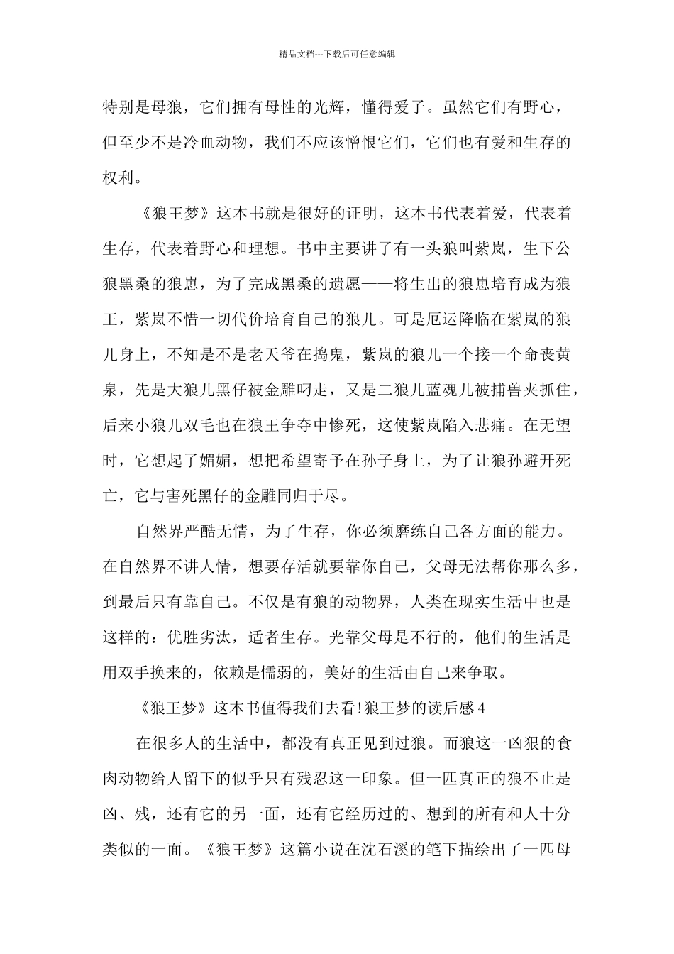 六年级狼王梦的读后感_第3页