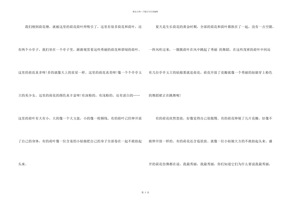 六年级美丽的荷花小学生的_第3页