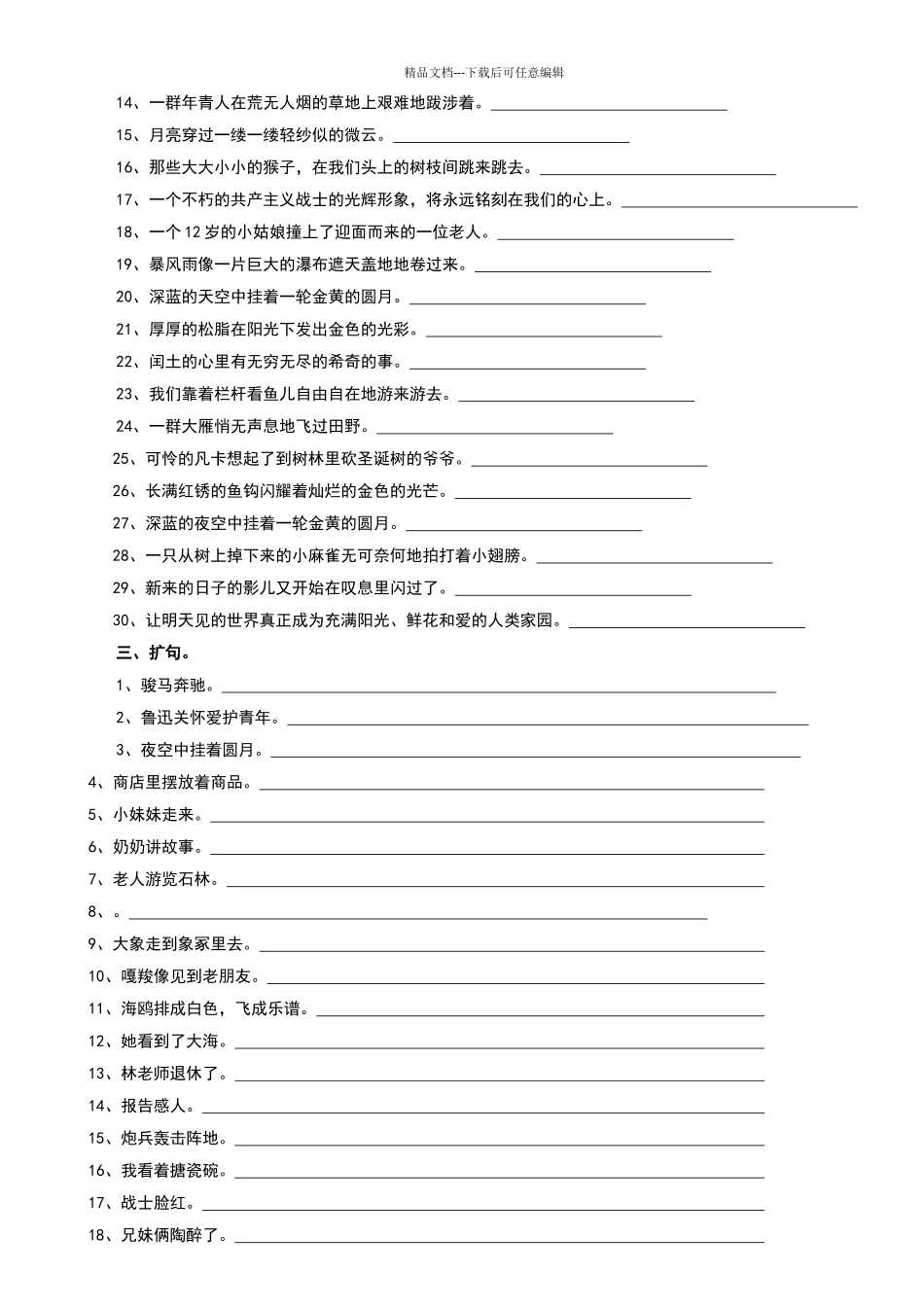 六年级语文句子专项练习_第3页