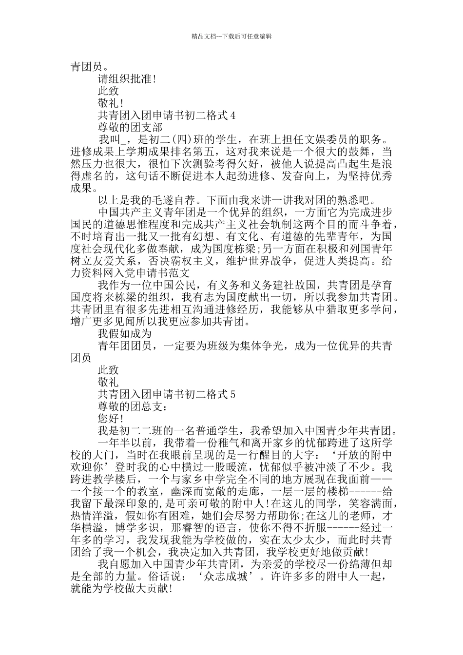 共青团入团申请书初二格式_第3页