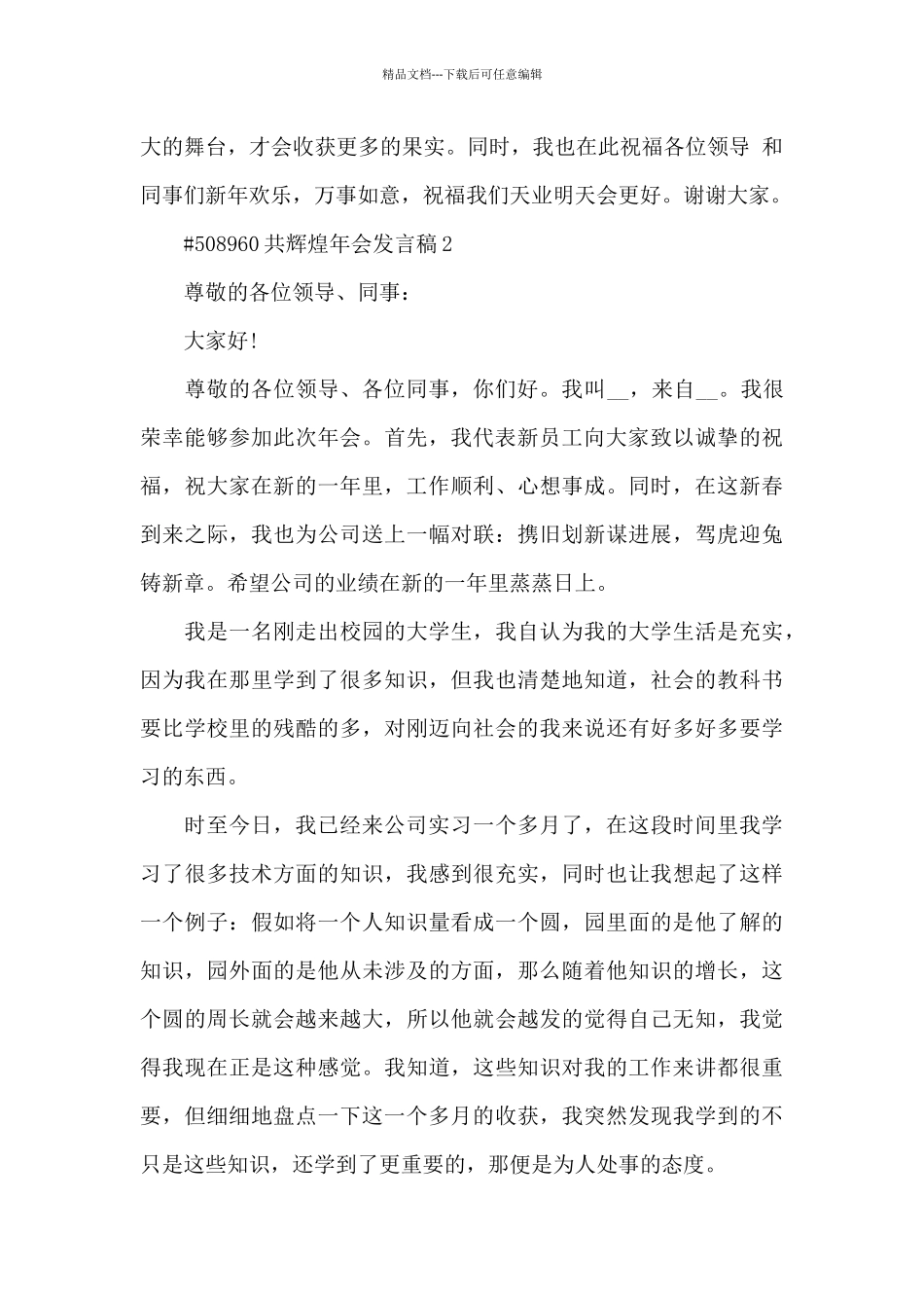 共辉煌年会发言稿5篇_第3页