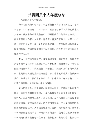 共青团员个人年度总结