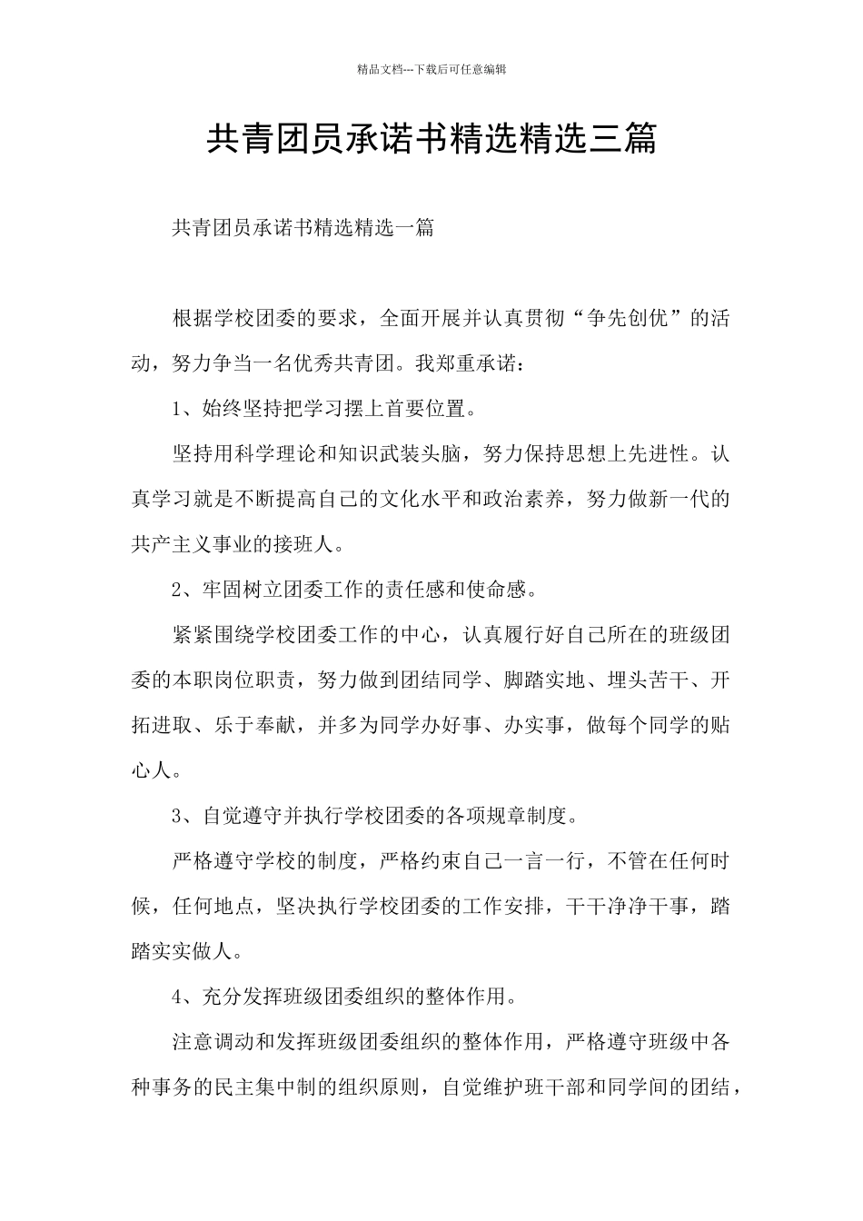 共青团员承诺书精选精选三篇_第1页