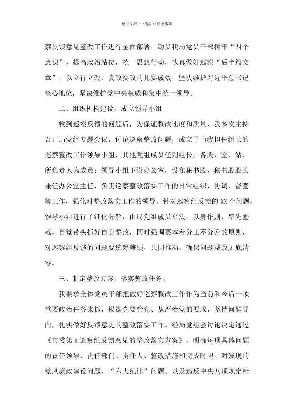 关于2024年落实市委巡察组反馈意见整改情况的报告范文_第2页