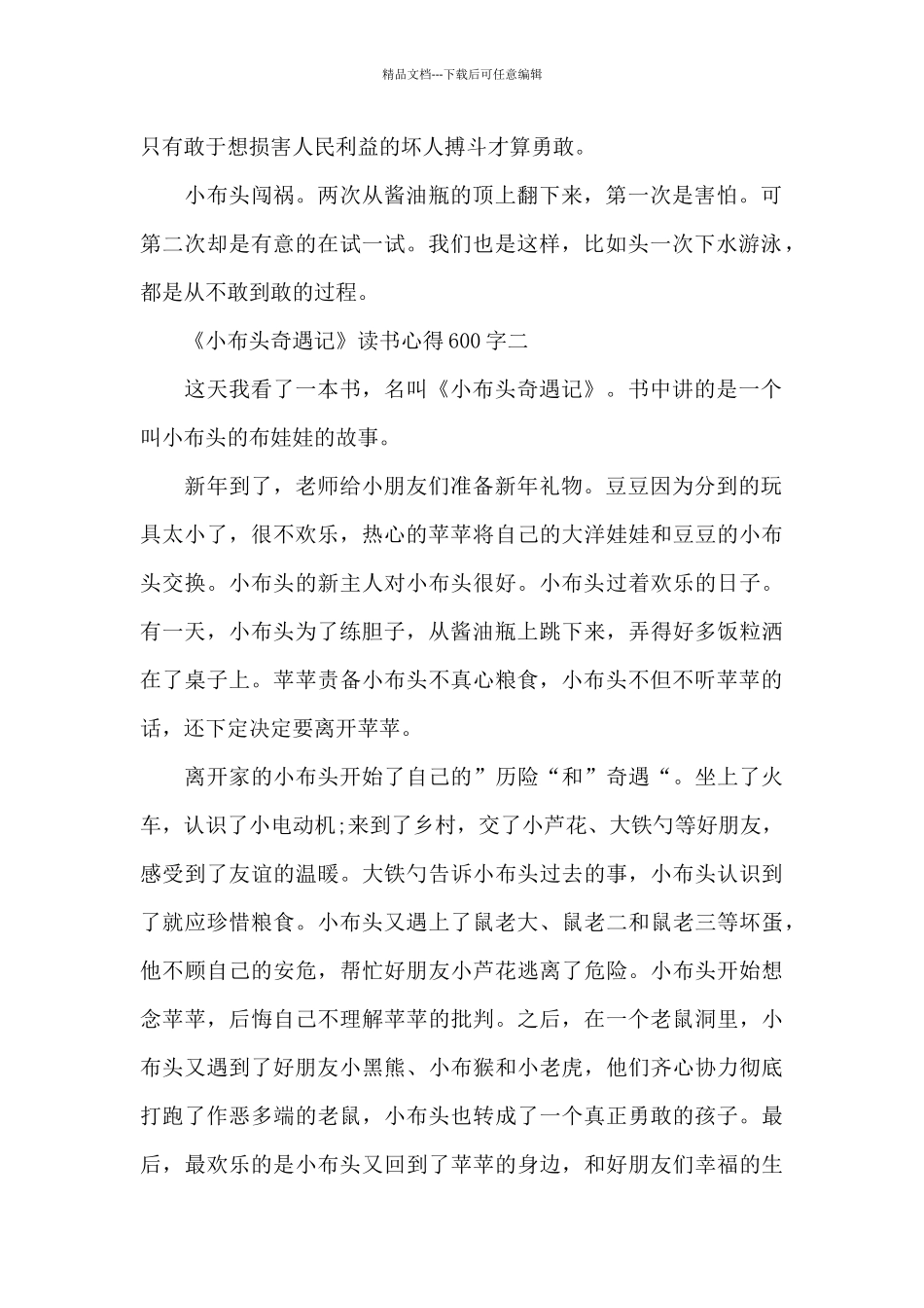 关于《小布头奇遇记》读书心得600字5篇_第2页