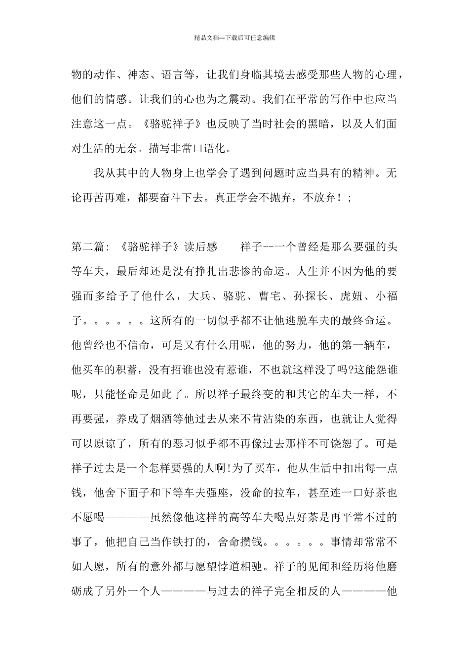 关于《骆驼祥子》读后感_第2页