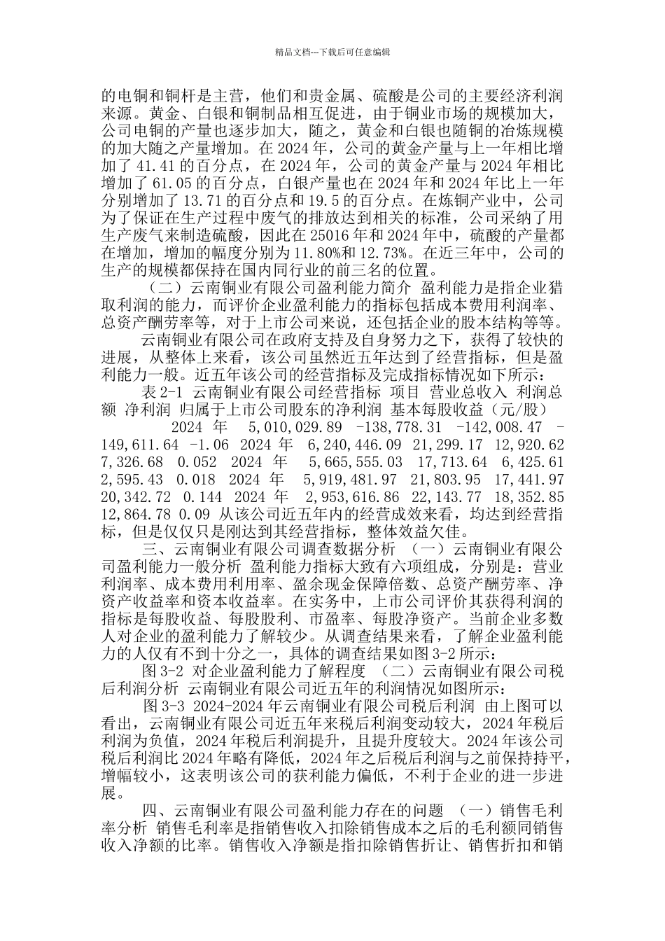 关于云南铜业有限公司盈利能力调查分析报告_第3页