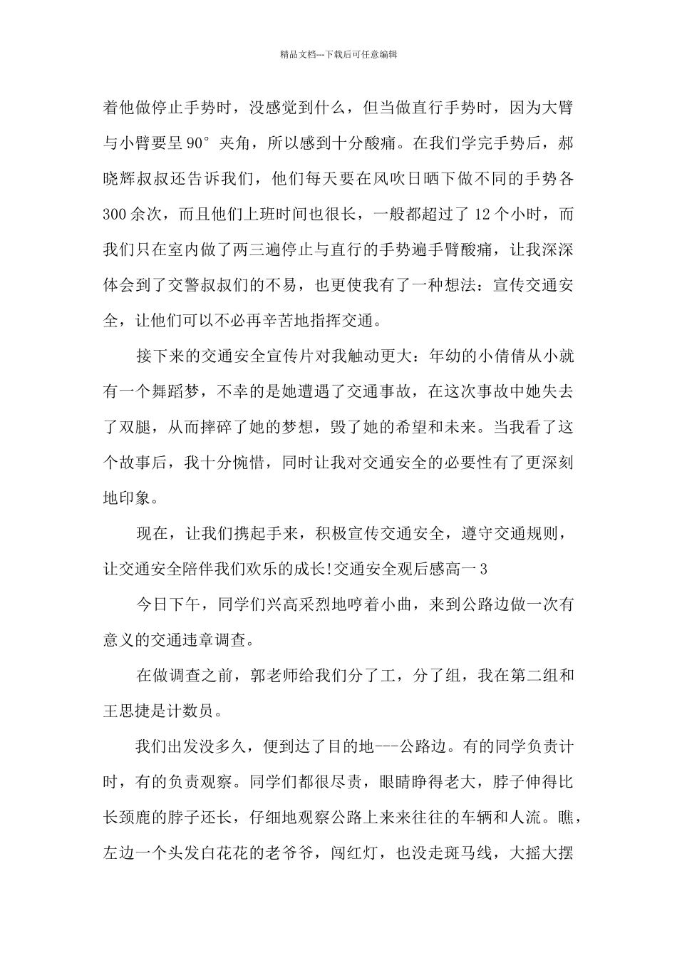 关于交通安全观后感高一新版_第3页