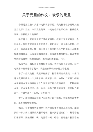 关于元旦的作文：快乐的元旦