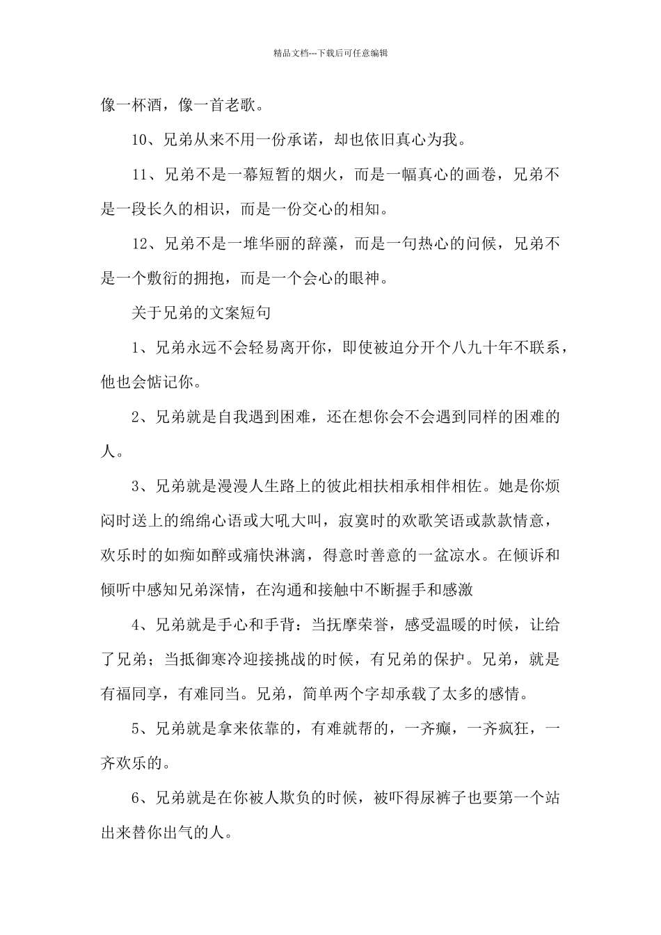 关于兄弟的文案短句_第2页