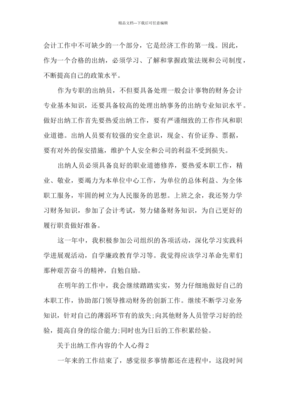 关于出纳工作内容的个人心得范文_第2页