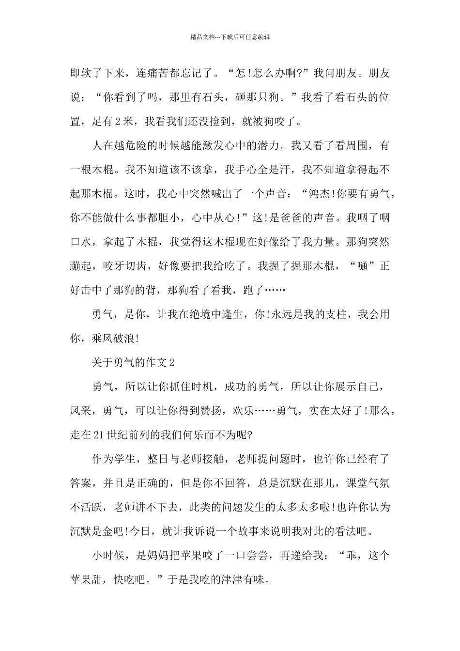 关于勇气的作文精选优秀范文_第2页