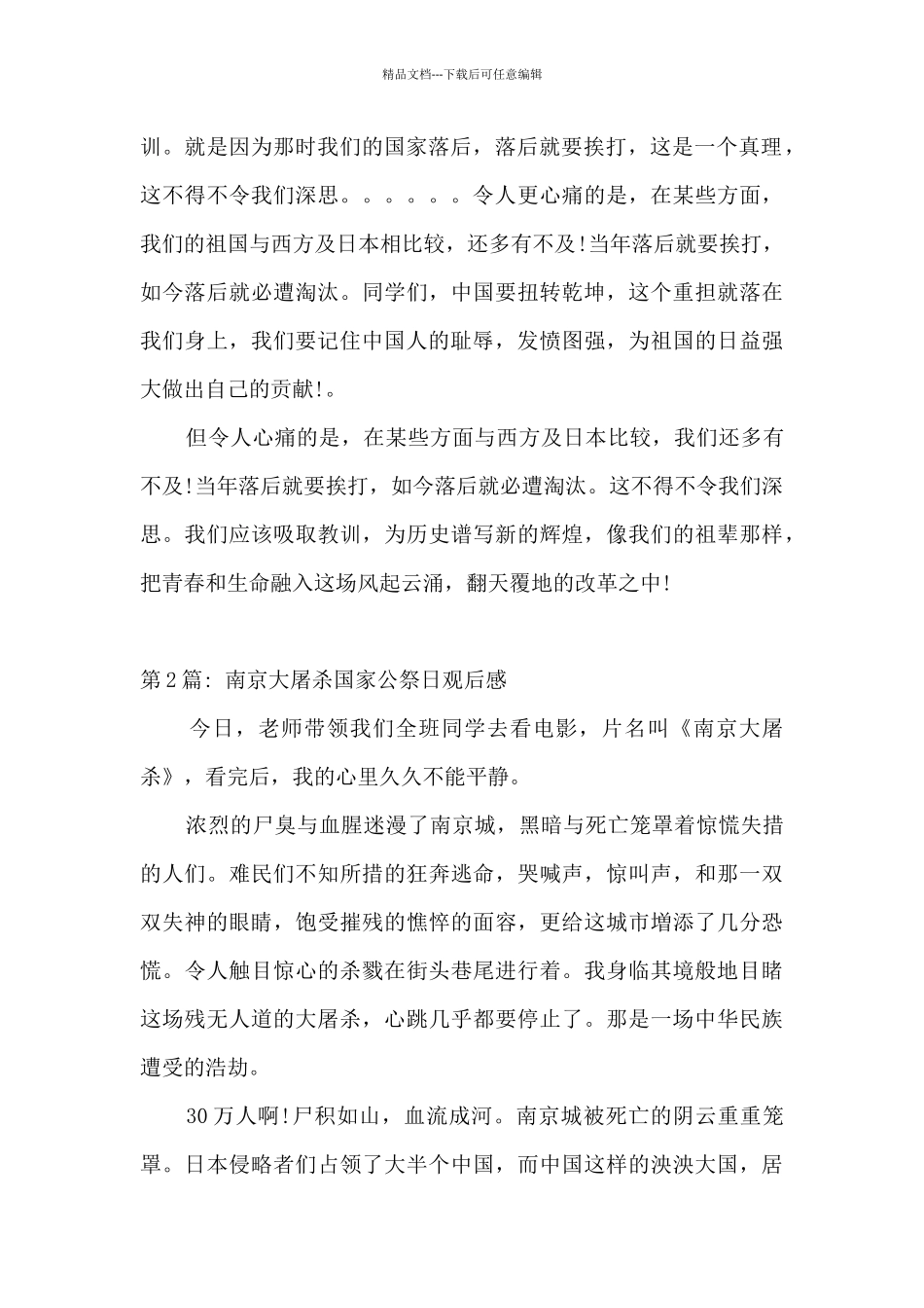 关于南京大屠杀国家公祭日观后感_第2页