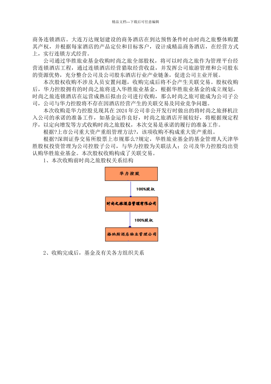 关于华胜旅业基金收购时尚之旅股权的公告_第2页