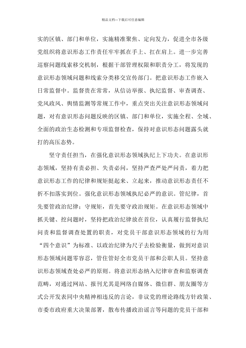 关于发挥专责监督作用、压实意识形态工作责任范文_第2页