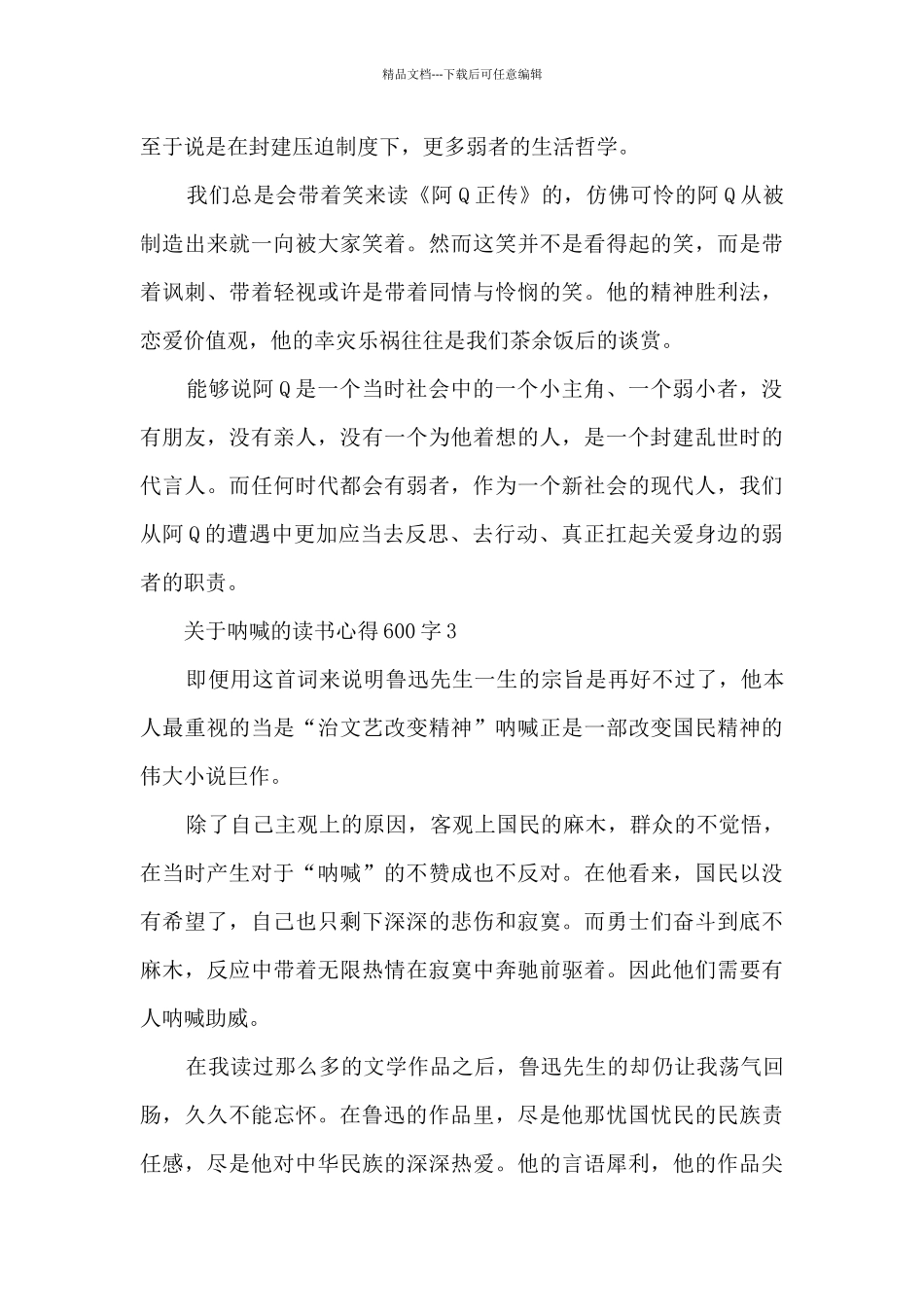 关于呐喊的读书心得600字_第3页
