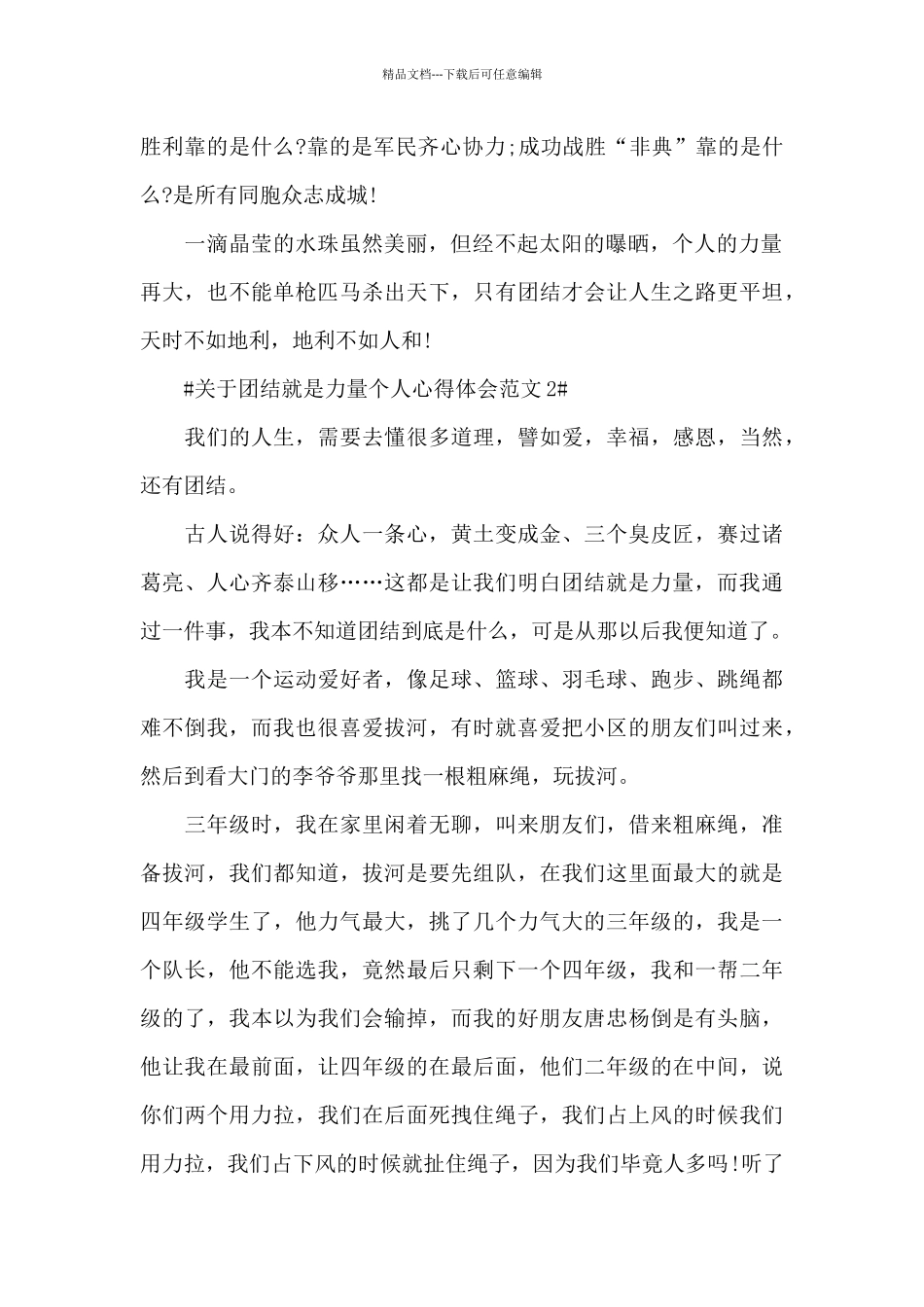 关于团结就是力量个人心得体会范文五篇_第2页