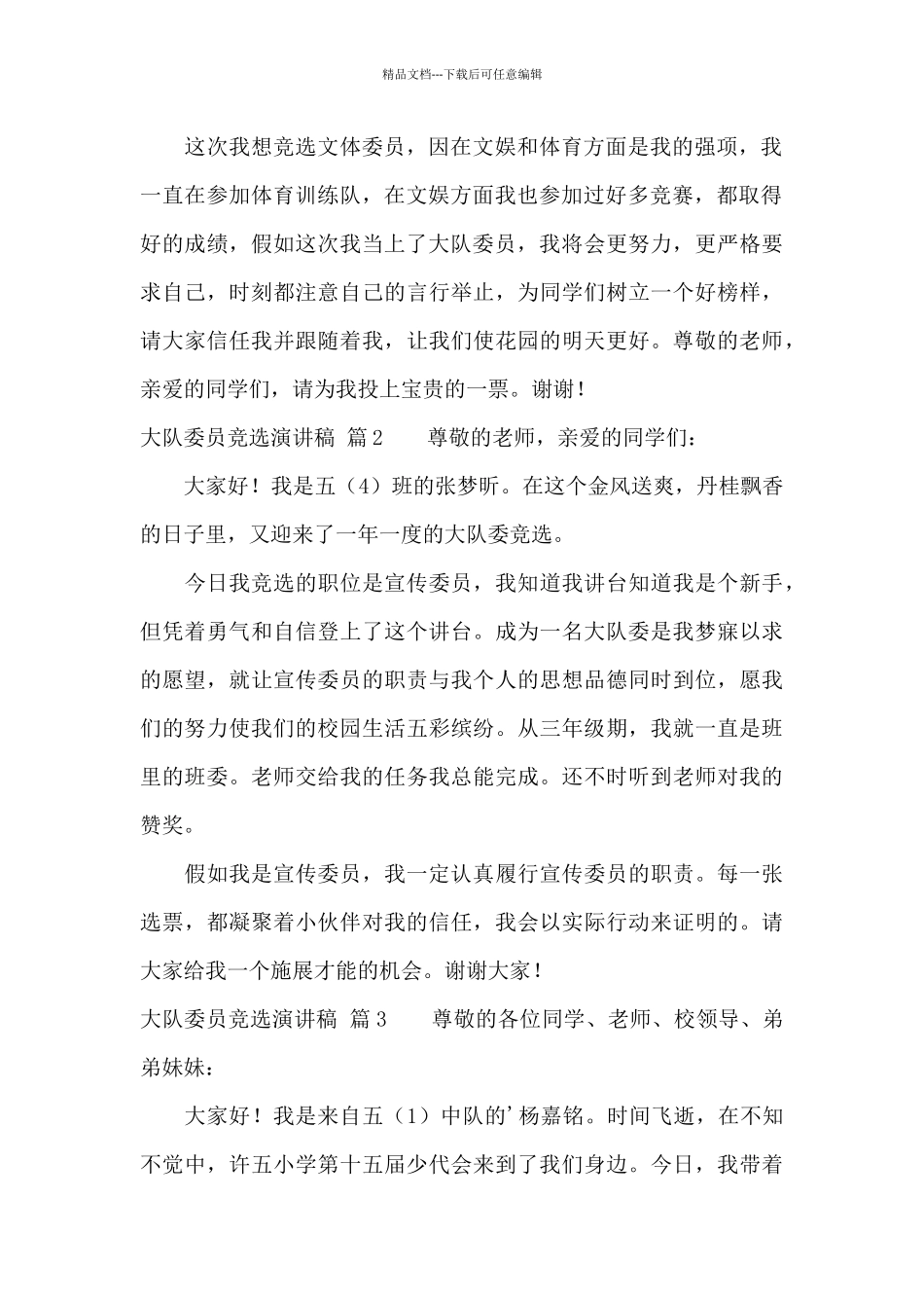 关于大队委员竞选演讲稿汇总七篇_第2页