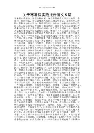 关于寒暑假实践报告范文5篇