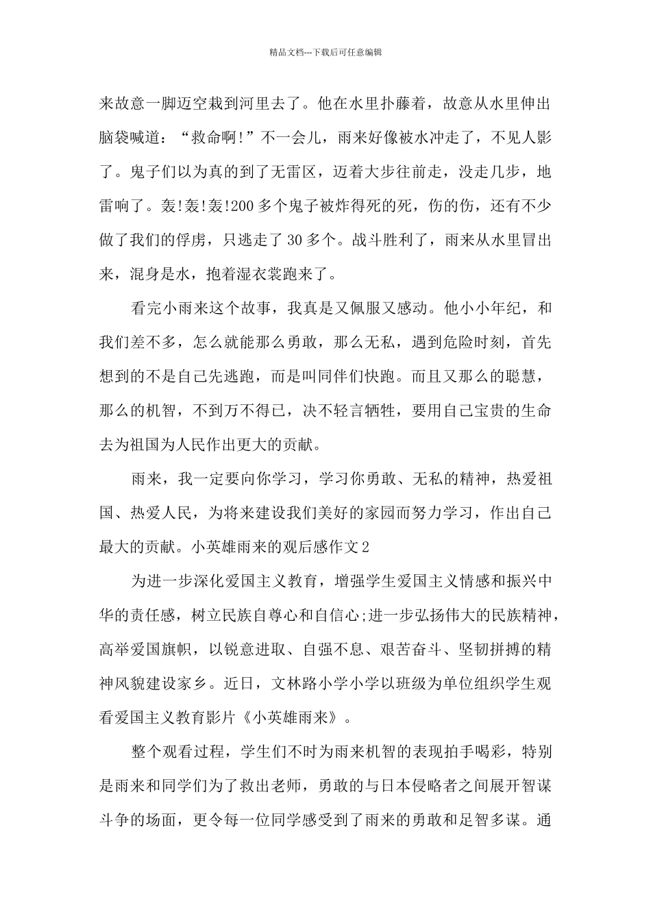 关于小英雄雨来的观后感作文_第2页