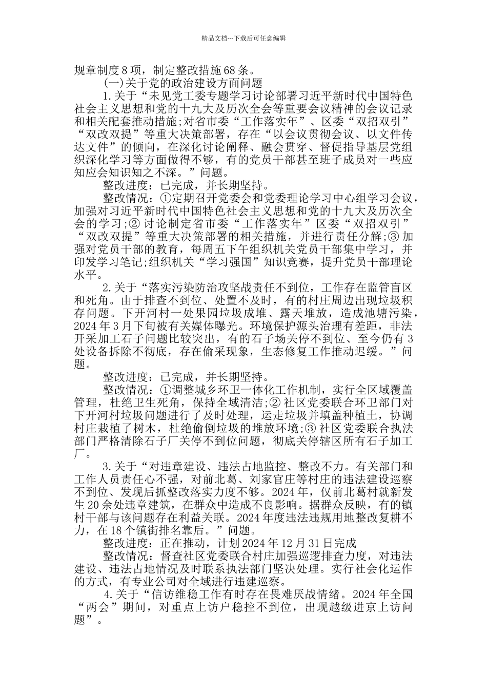 关于履行巡察反馈问题整改第一责任人责任情况报告_第2页