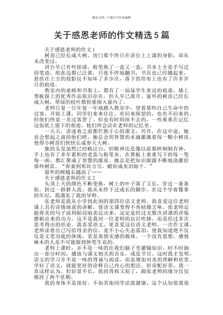 关于感恩教师的作文精选5篇