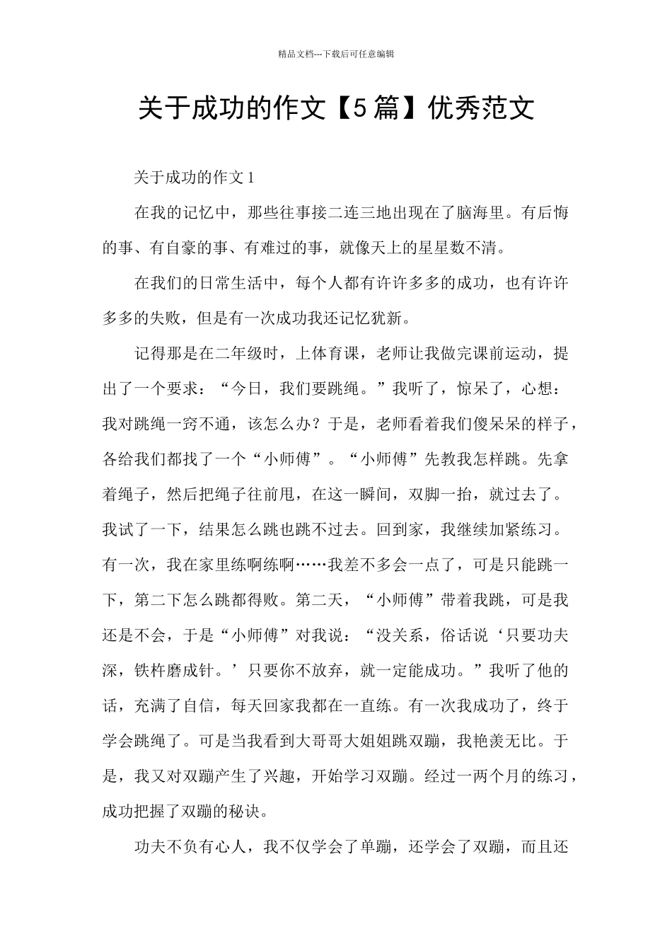 关于成功的作文优秀范文_第1页