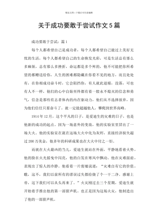 关于成功要敢于尝试作文5篇