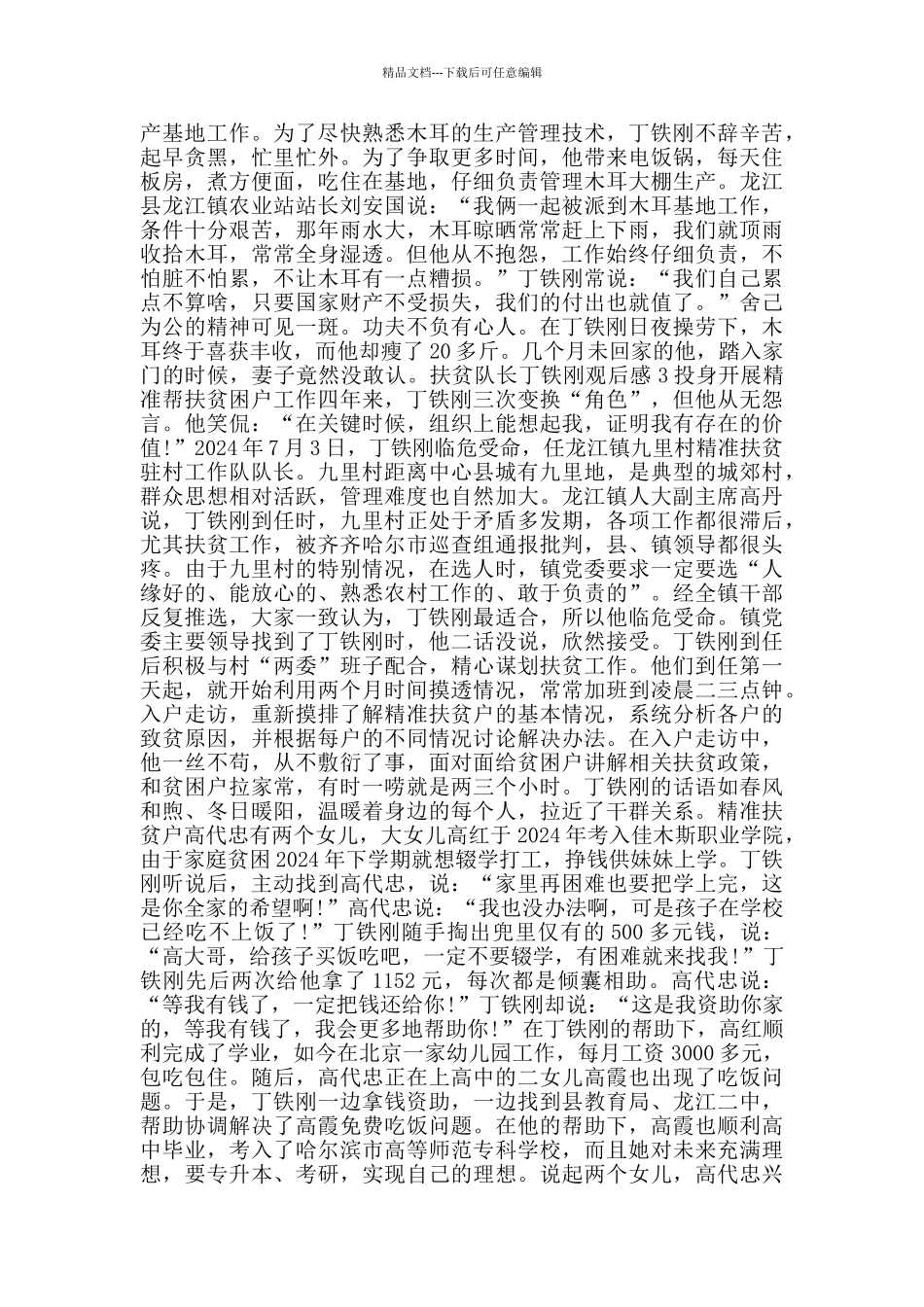 关于扶贫队长丁铁刚观后感5篇_第3页