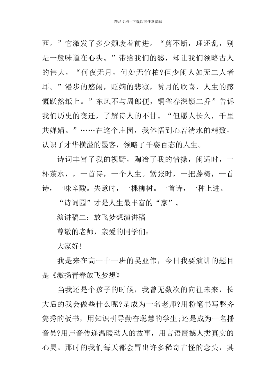 关于放飞梦想的演讲稿精品范文_第2页