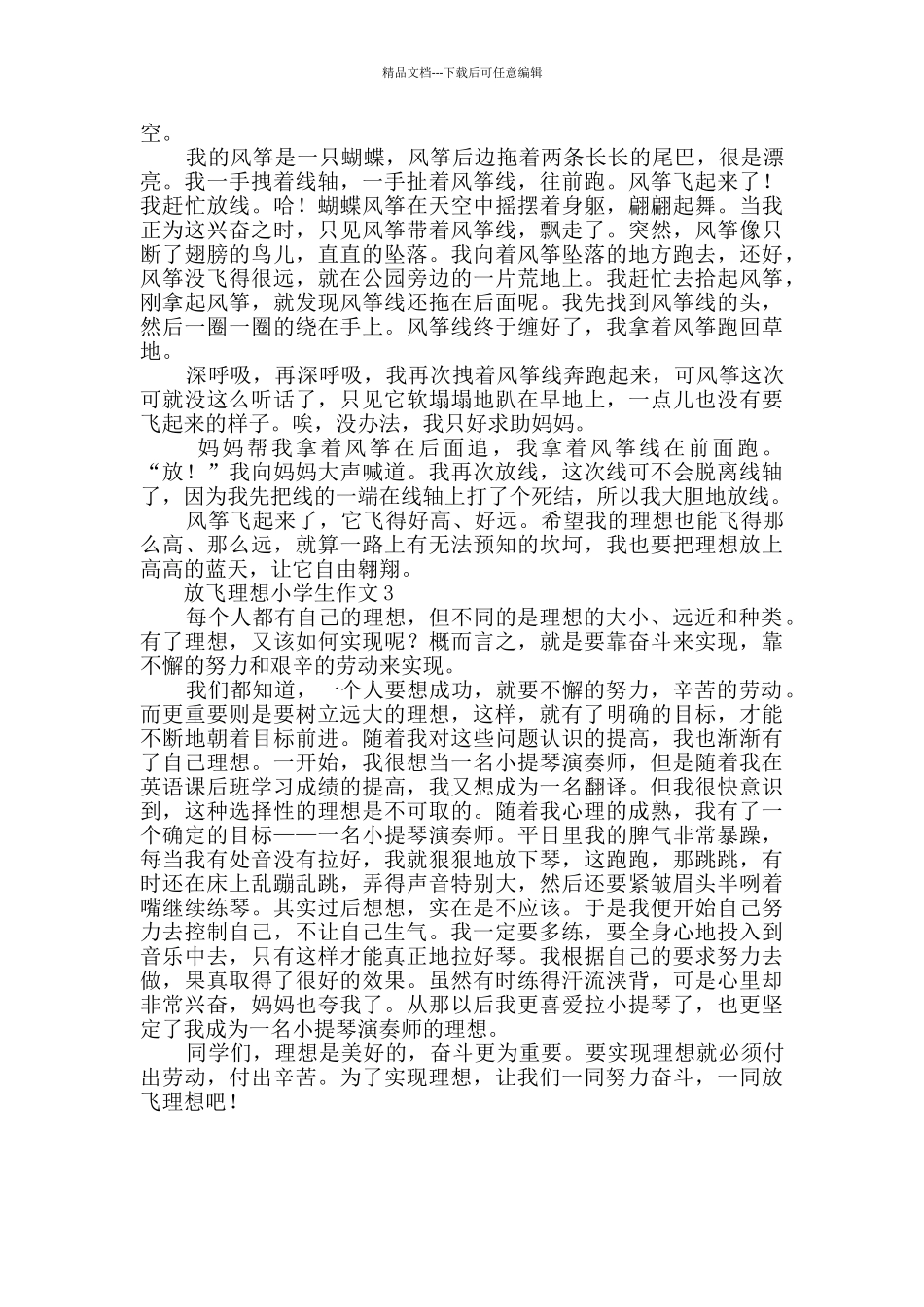 关于放飞理想的小学生作文范文_第2页
