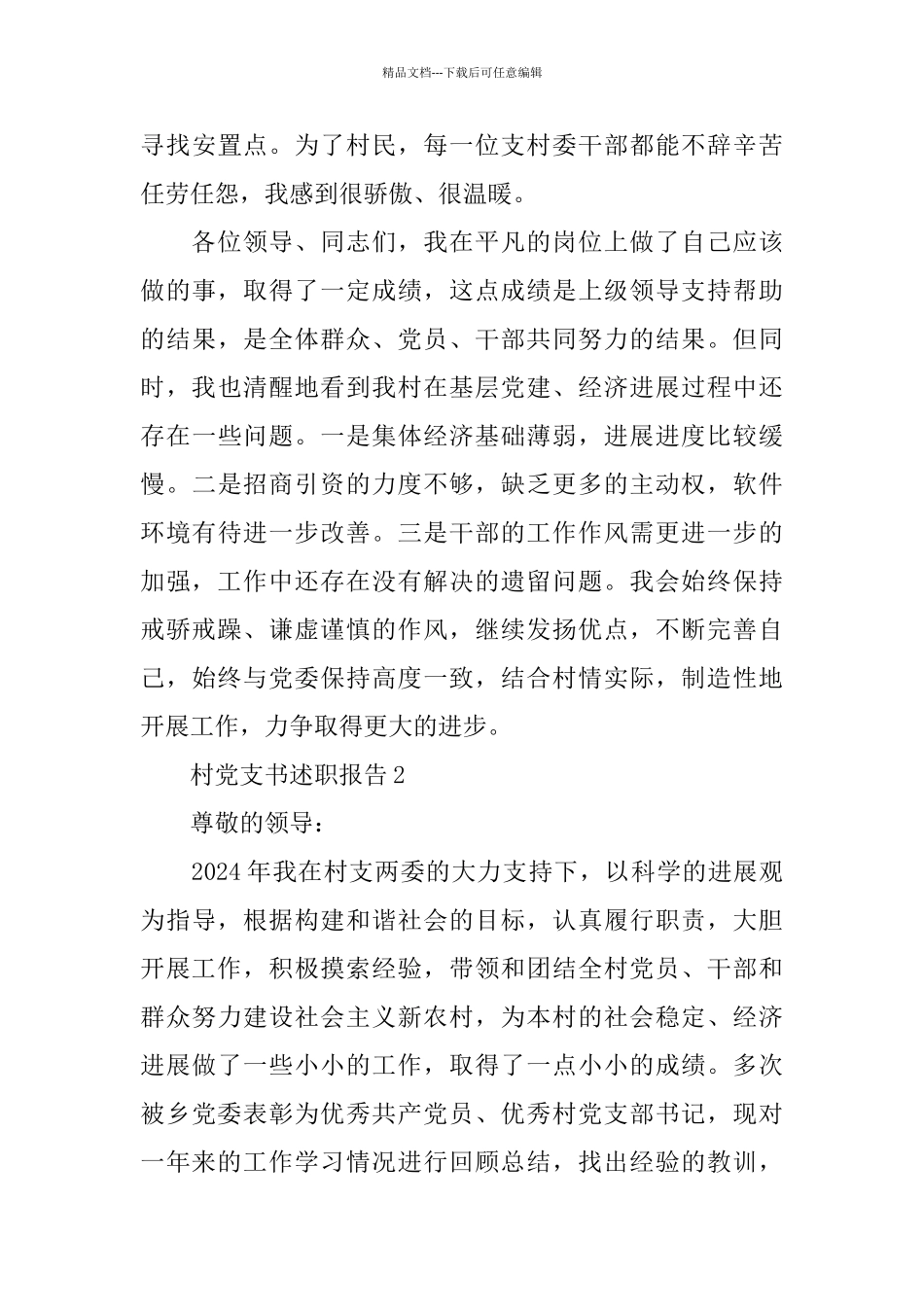关于村党支书2024述职报告范文_第3页