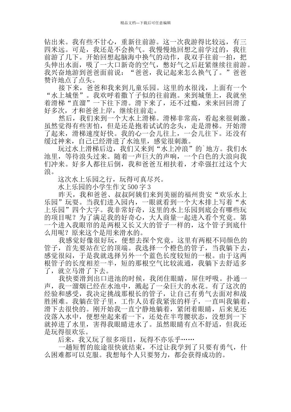 关于水上乐园的小学生作文500字_第2页