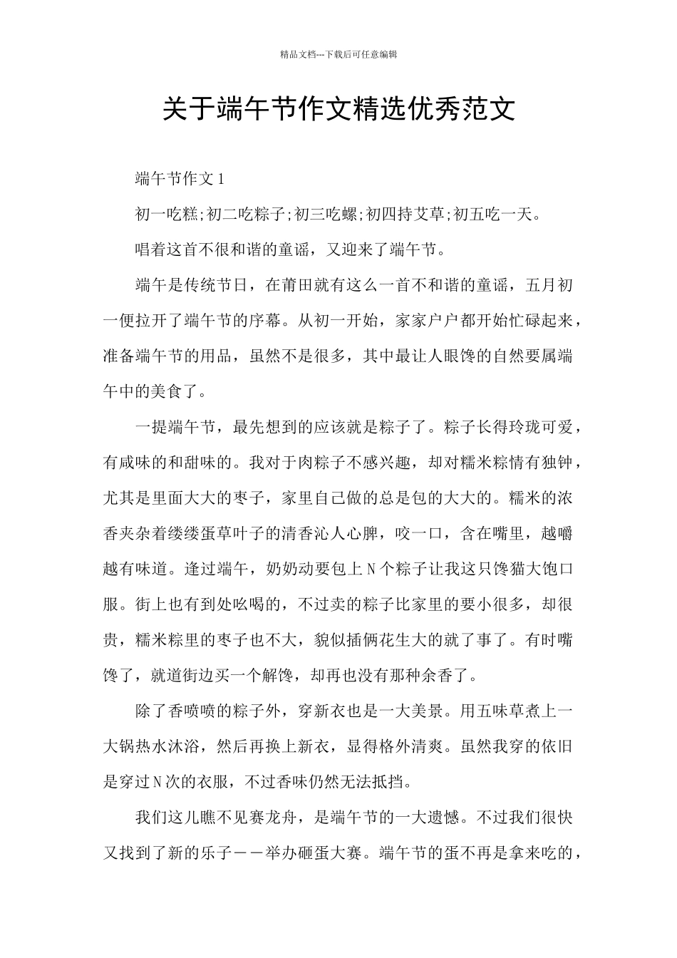 关于端午节作文精选优秀范文_第1页