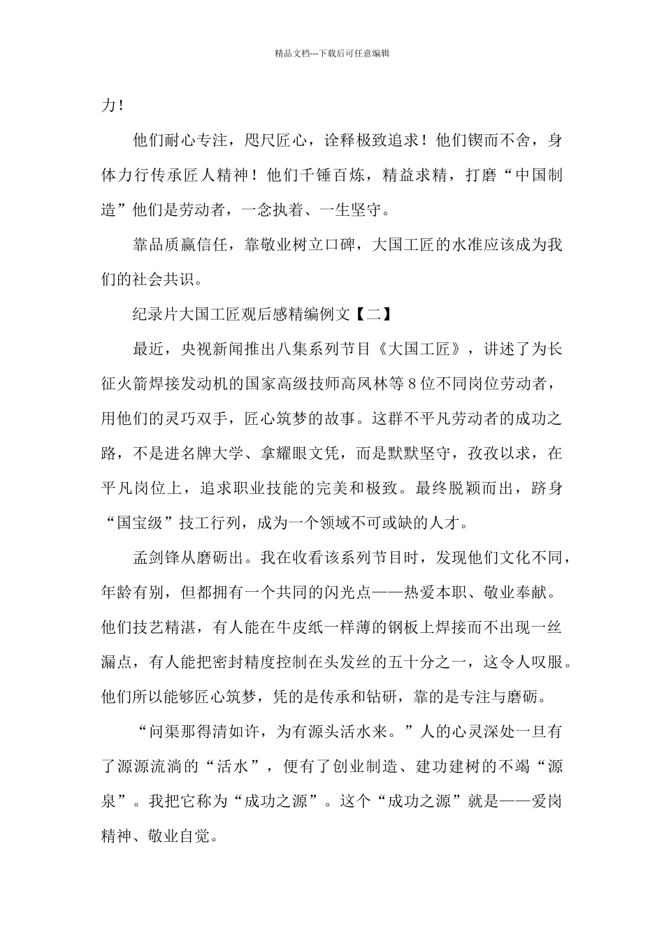 关于纪录片大国工匠观后感精编优秀例文六篇_第3页