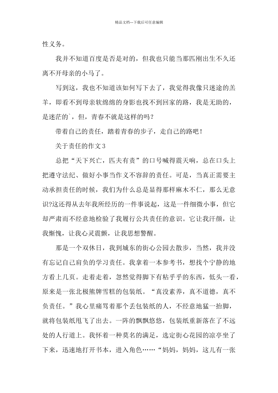 关于责任的话题作文精选5篇优秀范文_第3页