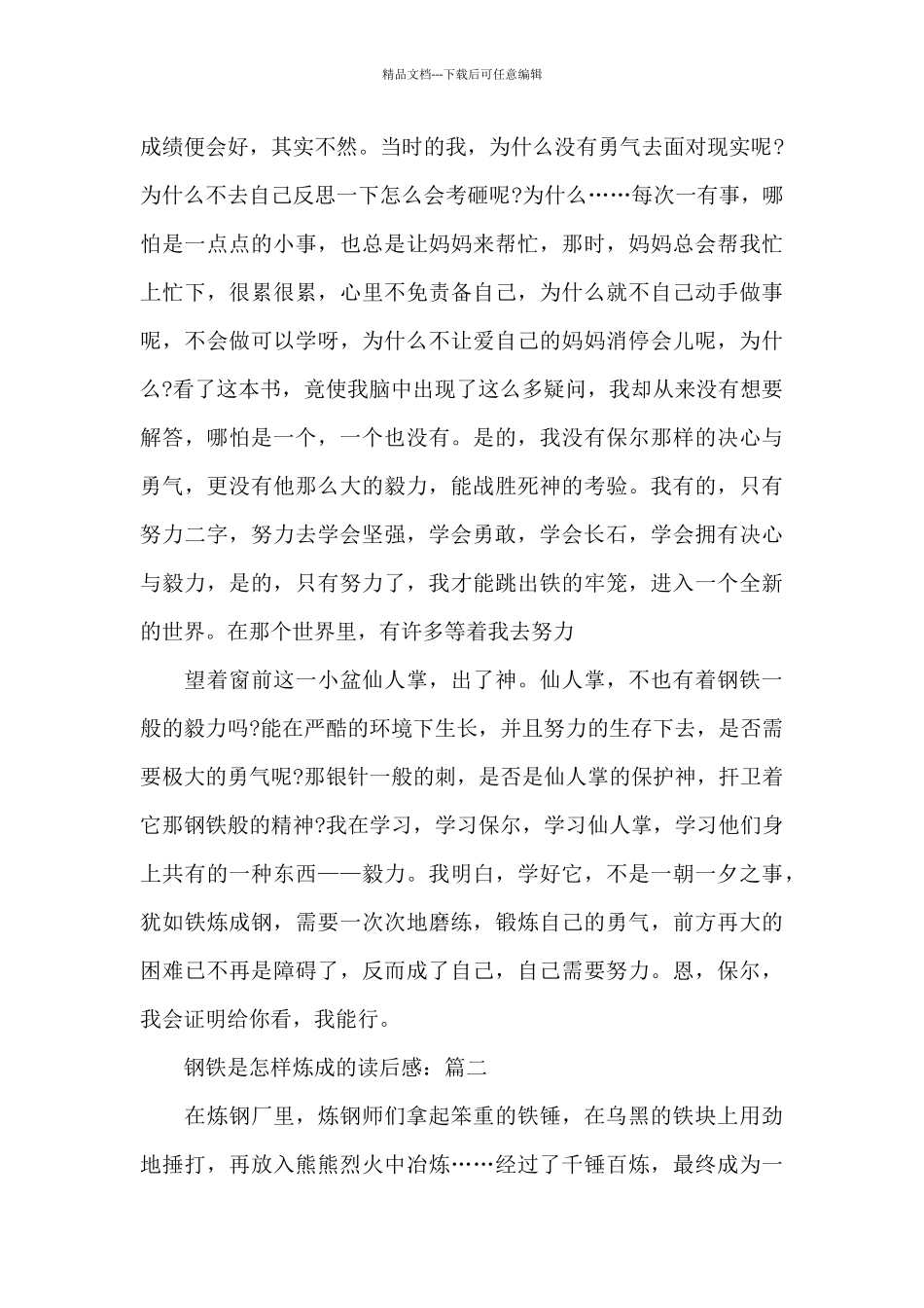 关于钢铁是怎样炼成的读后感5篇作文_第2页
