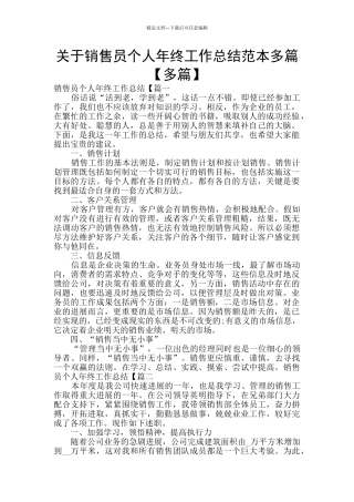 关于销售员个人年终工作总结范本多篇