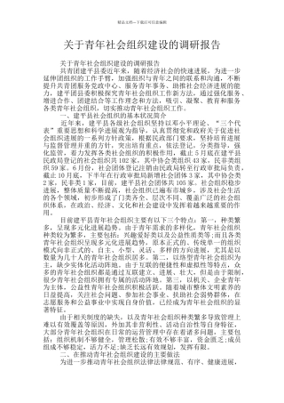 关于青年社会组织建设的调研报告