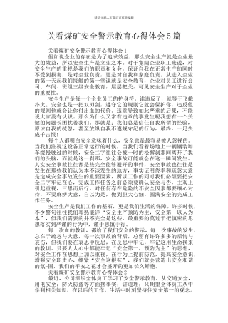 关看煤矿安全警示教育心得体会5篇