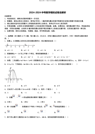 内蒙古兴安盟地区两旗一县市级名校中考数学押题卷含解析