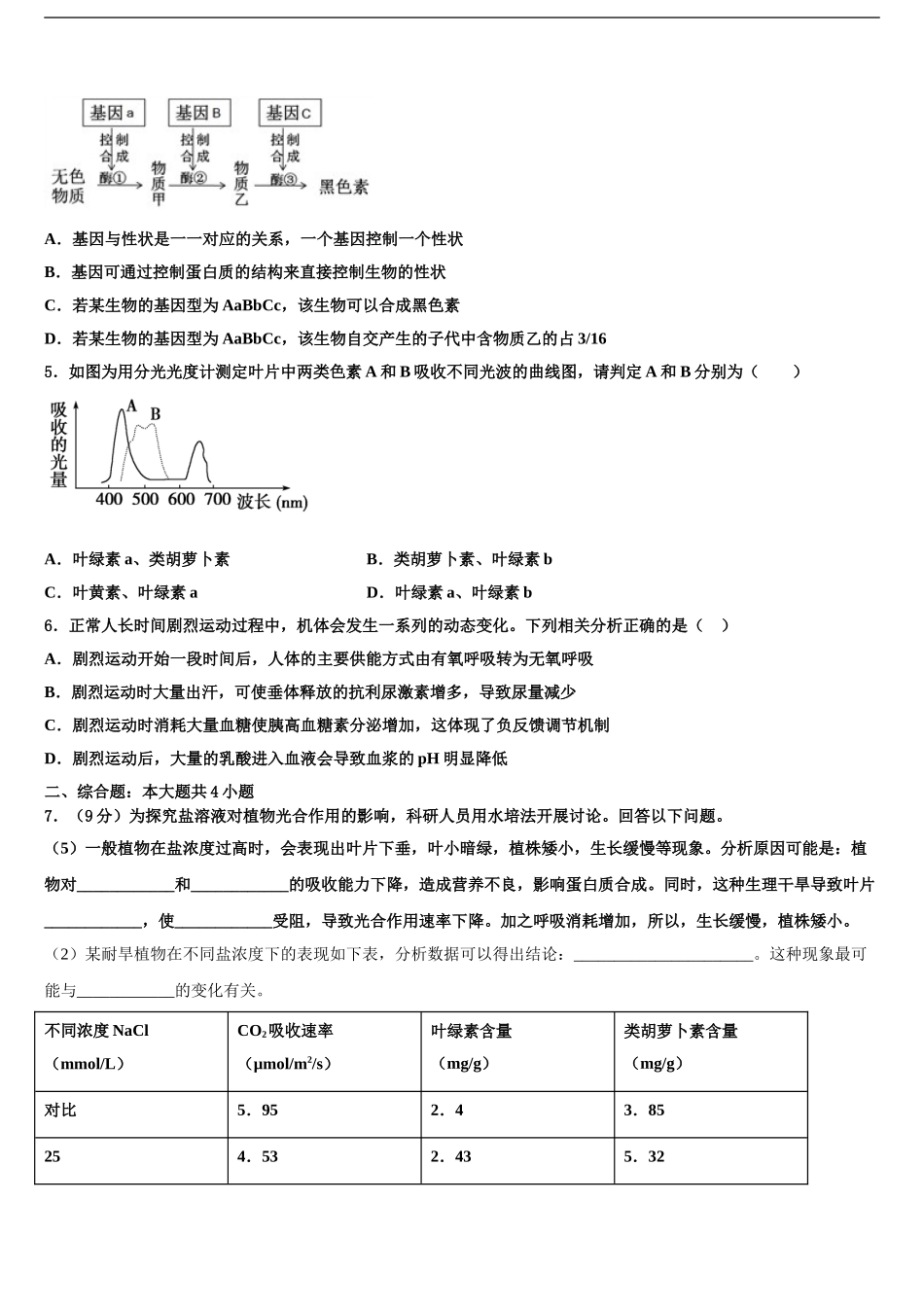 内蒙古北重三中高考冲刺生物模拟试题含解析_第2页