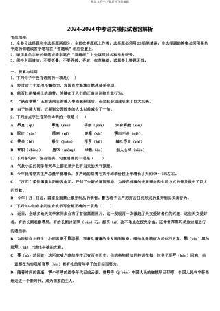内蒙古巴彦淖尔市杭锦全旗中考语文最后冲刺浓缩精华卷含解析
