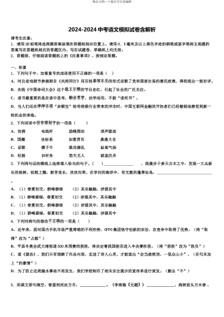 内蒙古翁牛特旗达标名校中考语文模拟试题含解析