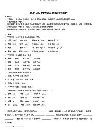 内蒙古自治区呼伦贝尔市、兴安盟达标名校初中语文毕业考试模拟冲刺卷含解析