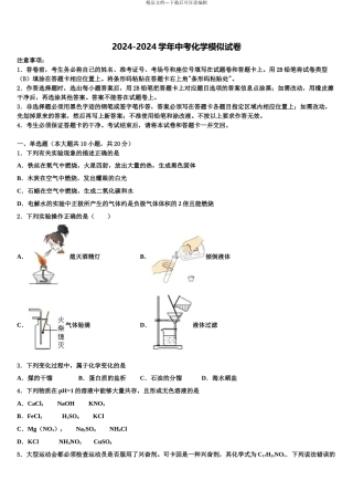 内蒙古赤峰市联盟校会重点达标名校中考化学模拟预测题含解析