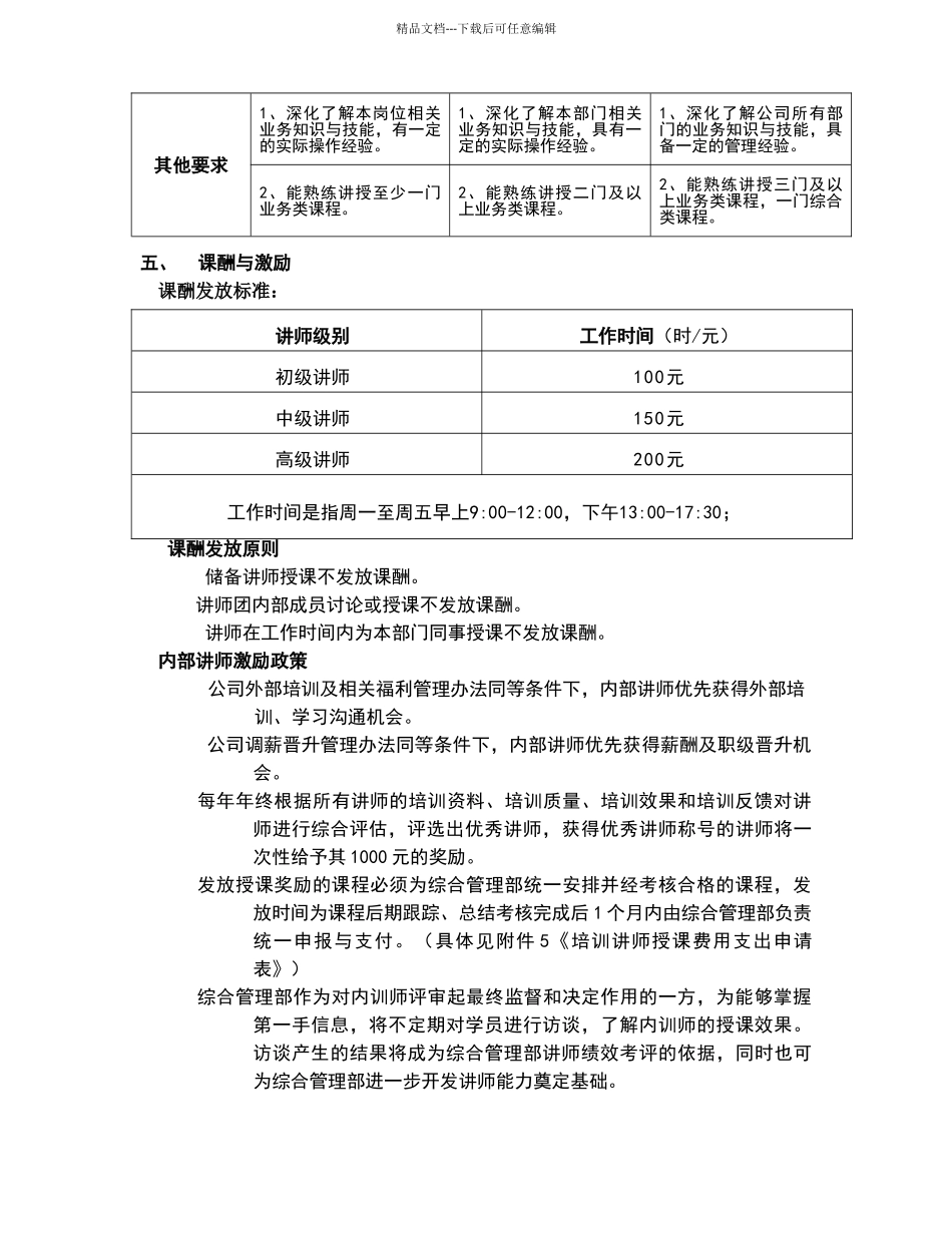 内部培训讲师管理制度_第3页