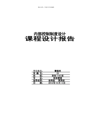 内部控制实训报告