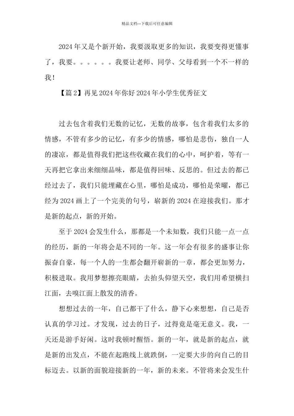 再见2024年你好2024年小学生优秀征文_第2页