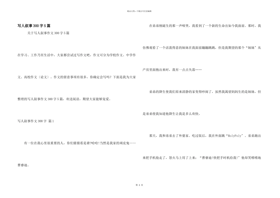 写人叙事300字5篇_第1页